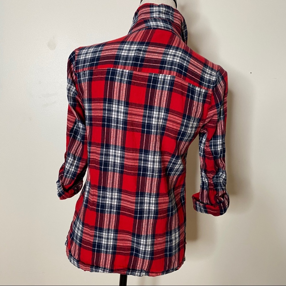 RED Plaid Flannel Tartan Button-Down Shirt - Picture 7 of 12